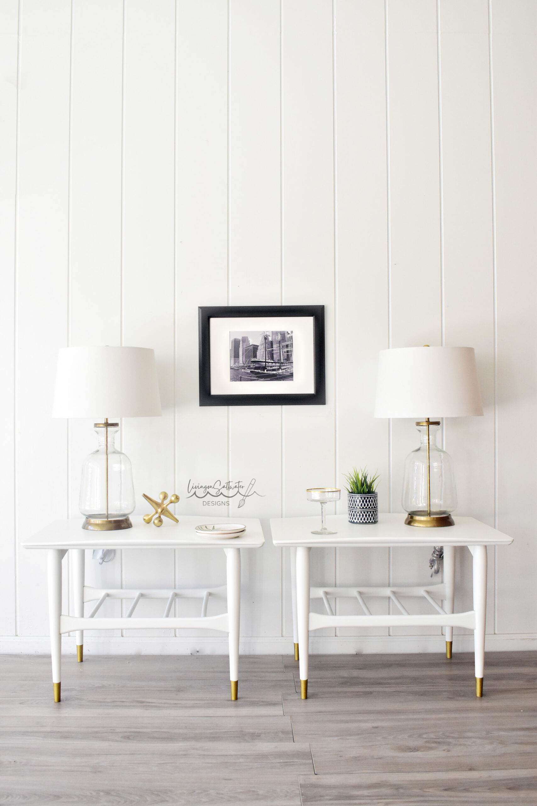 Mid-Century Modern White End Tables