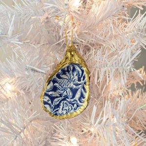 Antique Floral Dark Blue Oyster Ornament