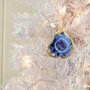 Large Print Blue Floral Oyster Ornament