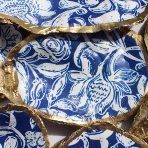 Antique Floral Dark Blue Oyster
