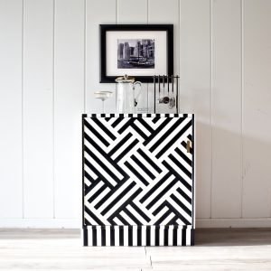 Black and White Stripe Cabinet